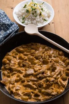 Stroganoff in pan Stock Photos