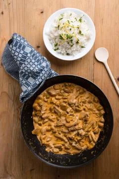 Stroganoff in pan Stock Photos