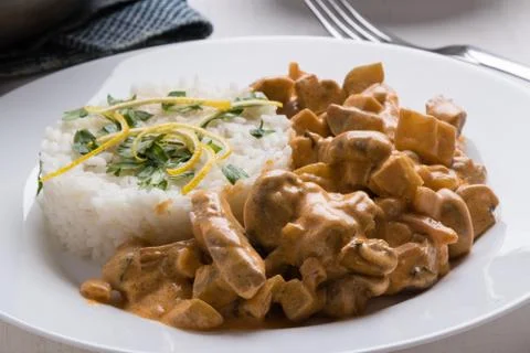 Stroganoff with rice Stock Photos