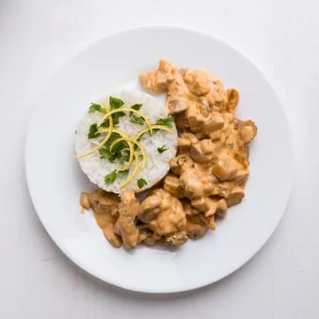 Stroganoff with rice Stock Photos