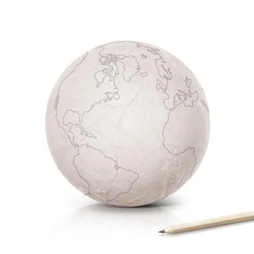 Stroke America map on paper globe Stock Photos