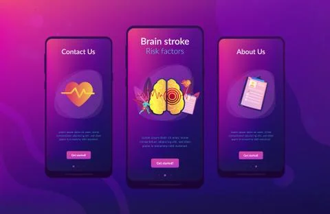 Stroke app interface template. Illustrazione stock