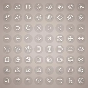 Stroke Arrow Round Icons Set Stock Illustration