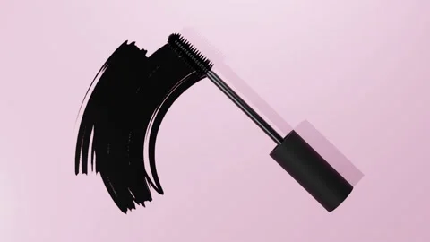 Stroke of black mascara with applicator brush. Eyelash professional makeup. Stock Footage 172425206