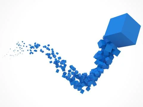 Stroke of blue cubes moving on air. 3d style vector illustration Stock Illustration