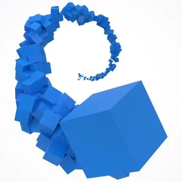 Stroke of blue cubes moving on air. 3d style vector illustration Stock Illustration