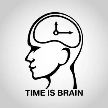 Stroke brain logo vector icon design, time is brain Stock Illustration