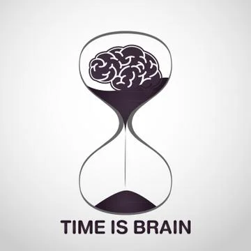 Stroke brain logo vector icon design, time is brain Stock Illustration