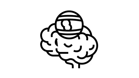 Stroke brain problem line icon animation Stock Footage 164398296