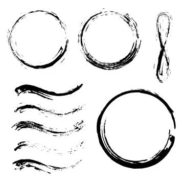 Stroke brush. Black modern paint stripe set. Grunge texture. Stock Illustration