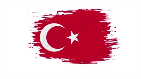 Stroke brush the national flag of Turkey in stop motion effect. Turkey flag Stock Footage 150768032