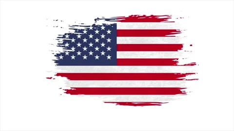 Stroke brush the national flag of USA in stop motion effect. USA flag brush Stock Footage 150766367