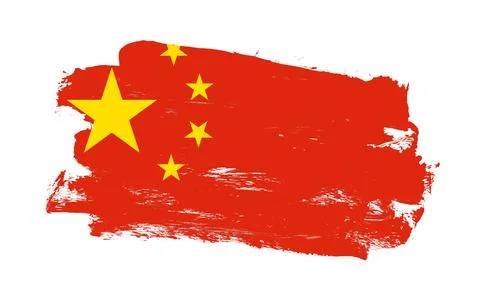 Stroke brush painted distressed flag of china on white background Illustrazione stock
