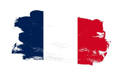 Stroke brush painted distressed flag of france on white background 库存插图