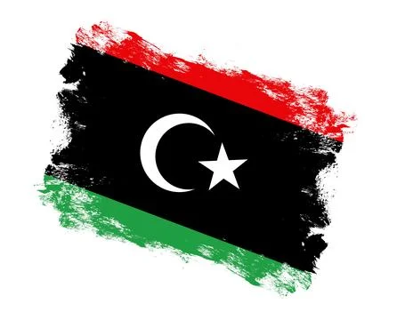 Stroke brush painted flag of libya on white background Stock Illustration