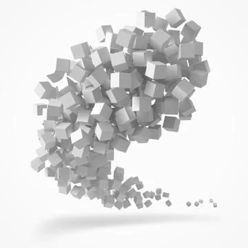 Stroke of cubes moving on air. 3d style vector illustration Stock Illustration