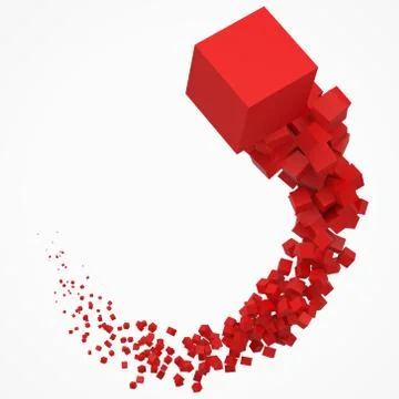 Stroke of cubes moving on air. 3d style vector illustration Stock Illustration