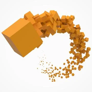 Stroke of cubes moving on air. 3d style vector illustration Stock Illustration