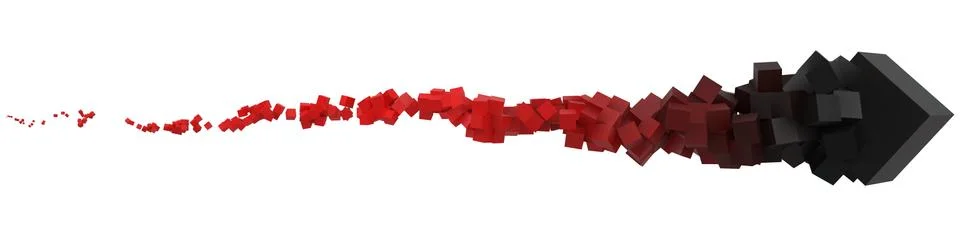 Stroke of cubes moving on air. 3d style vector illustration Stock Illustration