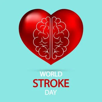Stroke day world heart brain Stock Illustration