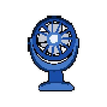 Stroke desk fan pixel art vector illustration Stock Illustration