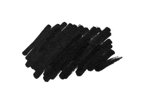 Stroke drawn with black marker isolated on white, top view Stockfoto's