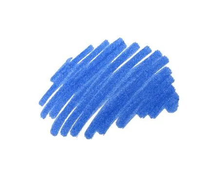 Stroke drawn with blue marker isolated on white, top view Stock Photos