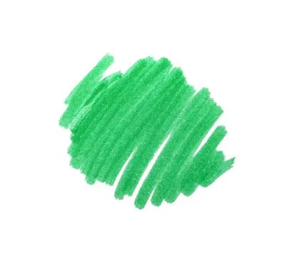 Stroke drawn with green marker isolated on white, top view Stockfoto's