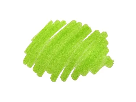 Stroke drawn with light green marker isolated on white, top view Stock Photos