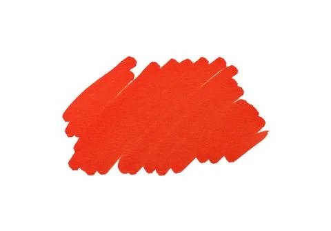 Stroke drawn with orange marker isolated on white, top view Stock Photos