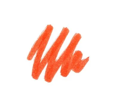 Stroke drawn with orange marker isolated on white, top view Stockfoto's