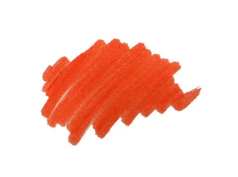 Stroke drawn with orange marker isolated on white, top view Stockfoto's