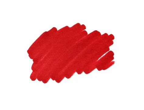 Stroke drawn with red marker isolated on white, top view Stockfoto's