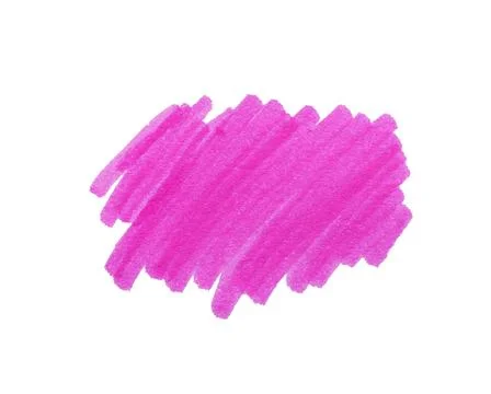 Stroke drawn with violet marker isolated on white, top view Stockfoto's