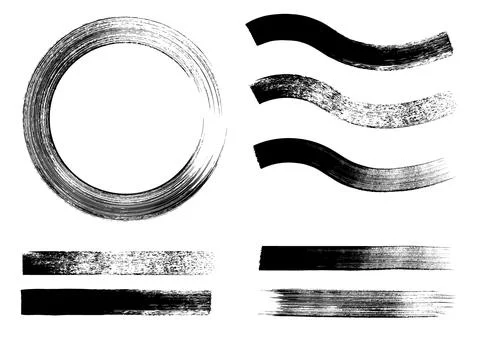 Stroke flat brush. Black modern paint stripe set. Stock Illustration
