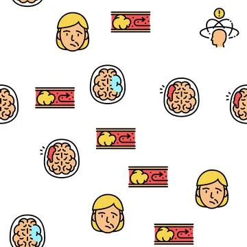 Stroke Health Problem Vector Seamless Pattern Illustrazione stock
