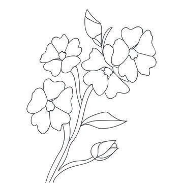 Stroke line art coloring page for kids flower drawing outline Stock Illustration