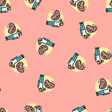 Stroke man disease vector seamless pattern Stock Illustration