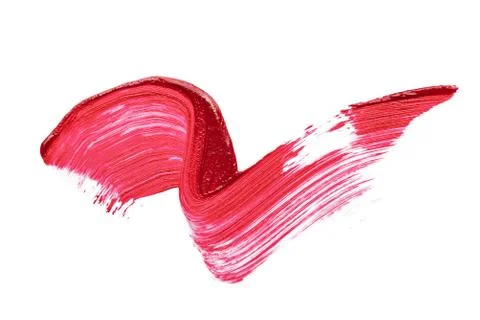 Stroke of red liquid lipstick on white background, cosmetic texture Stock Photos