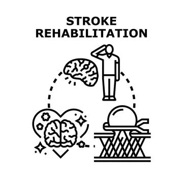 Stroke rehabilitation process connecting brain health and recovery Stock Illustration