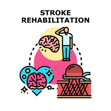 Stroke rehabilitation process connecting brain health and recovery Illustrazione stock