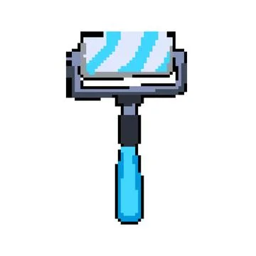 Stroke roller paint pixel art vector illustration Stock Illustration