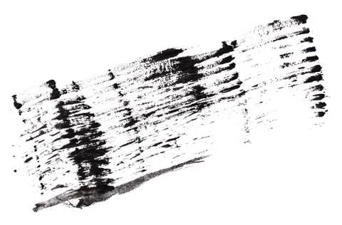 Stroke (sample) of black mascara, isolated on white macro Foto stock