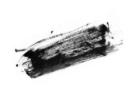 Stroke (sample) of black mascara, isolated on white macro Stockfoto's