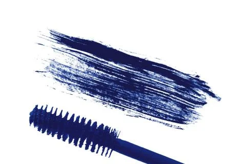 Stroke (sample) of blue mascara, isolated on white macro Fotos de archivo
