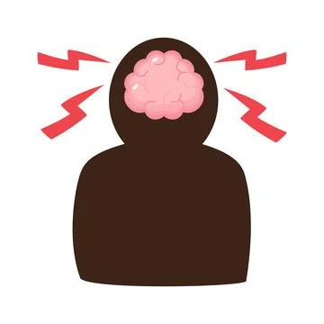 Stroke . Silhouette human shadow and brain . Meaning about brain disease . .. Stock Illustration