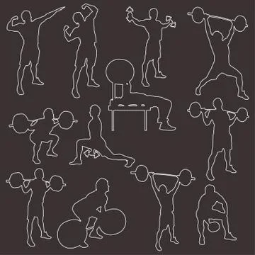 Stroke silhouttes of athletes Stock Illustration