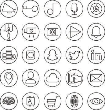 Stroke thin line icons for Web and Mobile Stock Illustration