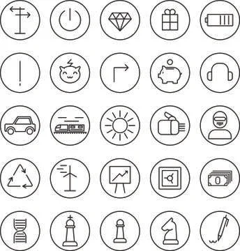 Stroke thin line icons for Web and Mobile Stock Illustration