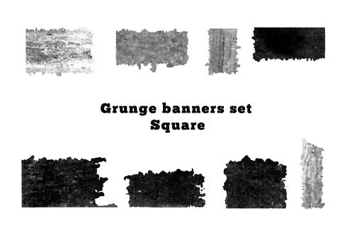 The strokes are square. Vector set of spots. Vintage banners are black. Paint Stock Illustration
